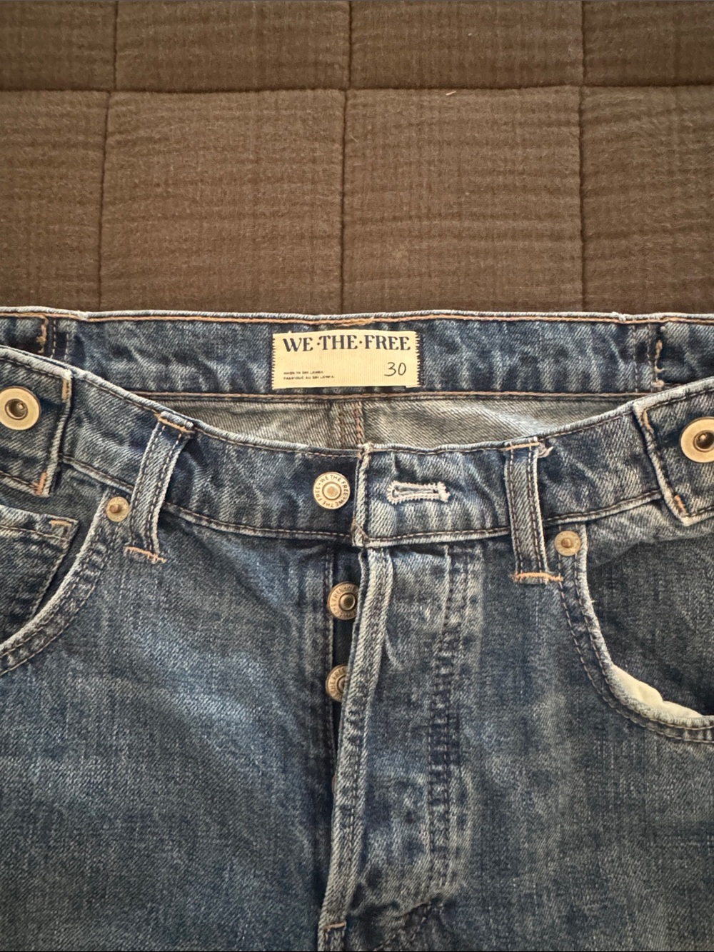We The Free Faded Blue Button-Fly Denim Jeans